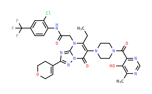 N-(2-氯-4-(三氟甲基)苯基)-2-(2-(3,6-二氫-2H-吡喃-4-基)-5-乙基-6-(4-(5-羥基-6-甲基嘧啶-4-羰基)哌嗪-1-基)-7-氧代-[1,2,4]三唑并[1,5-a]嘧啶-4(7H)-基)乙酰胺