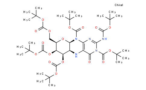 4H-​Pyrano[3,​2-​g]​pteridine-​3,​10(5H,​6H)​-​dicarboxylic acid, 2-​[[(1,​1-​dimethylethoxy)​carbonyl]​amino]​-​6,​7-​bis[[(1,​1-​dimethylethoxy)​carbonyl]​oxy]​-​8-​[[[(1,​1-​dimethylethoxy)​carbonyl]​oxy]​methyl]​-​5a,​7,​8,​9a-​tetrahydro-​4-​oxo-​, 3,​10-​bis(1,​1-​dimethylethyl) ester, (5aS,​6R,​7R,​8R,​9aR)​-