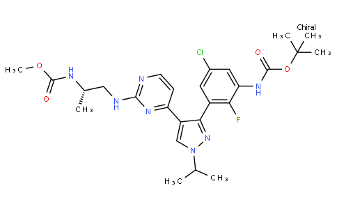 CarbaMic acid, N-[(1S)-2-[[4-[3-[5-chloro-3-[[(1,1-diMethylethoxy)carbonyl]aMino]-2-fluorophenyl]-1-(1-Methylethyl)-1H-pyrazol-4-yl]-2-pyriMidinyl]aMino]-1-Methylethyl]-, Methyl ester