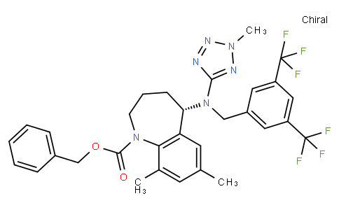 (5S)-benzyl 5-((3,5-bis(trifluoromethyl)benzyl)(2-methyl-2H-tetrazol-5-yl)amino)-7,9-dimethyl-2,3,4,5-tetrahydro-1H-benzo[b]azepine-1-carboxylate
