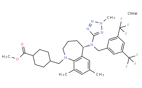 methyl 4-(((S)-5-((3,5-bis(trifluoromethyl)-benzyl)(2-methyl-2H-tetrazol-5-yl)amino)-7,9-dimethyl-2,3,4,5-tetrahydro-1H-benzo[b]azepin-1-yl)methyl)-cyclohexane-1-carboxylate