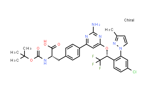 4-[2-Amino-6-[(1R)-1-[4-chloro-2-(3-methyl-1H-pyrazol-1-yl)phenyl]-2,2,2-trifluoroethoxy]-4-pyrimidinyl]-N-[(1,1-dimethylethoxy)carbonyl]-L-phenylalanine