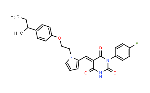 5-[[1-[2-(4-Butan-2-ylphenoxy)ethyl]pyrrol-2-yl]methylidene]-1-(4-fluorophenyl)-1,3-diazinane-2,4,6-trione