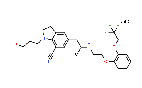 2,3-Dihydro-1-(3-hydroxypropyl)-5-[(2R)-2-[[2-[2-(2,2,2-trifluoroethoxy)phenoxy]ethyl]amino]propyl]-1H-indole-7-carbonitrile