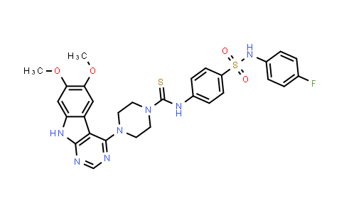 4-(6,7-Dimethoxy-9H-pyrimido[4,5-b]indol-4-yl)-N-[4-[[(4-fluorophenyl)amino]sulfonyl]phenyl]-1-piperazinecarbothioamide