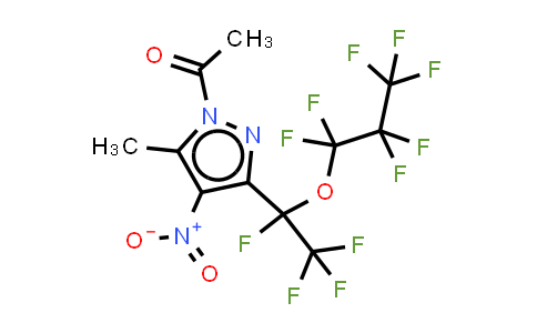 1-Acetyl-5(3)-methyl-4-nitro-3(5)-[perfluoro(1-propoxyethyl)]pyrazole