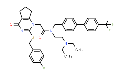 N-(2-Diethylaminoethyl)-2-[2-[(4-fluorophenyl)methylsulfanyl]-4-oxo-6,7-dihydro-5H-cyclopenta[d]pyrimidin-1-yl]-N-[[4-[4-(trifluoromethyl)phenyl]phenyl]methyl]acetamide