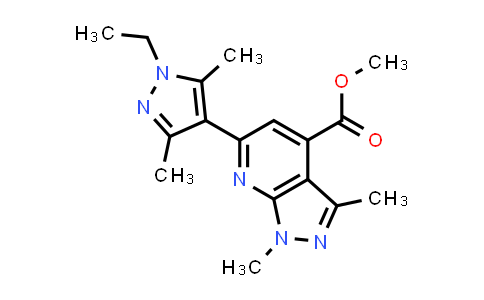methyl 6-(1-ethyl-3,5-dimethyl-pyrazol-4-yl)-1,3-dimethyl-pyrazolo[3,4-b]pyridine-4-carboxylate