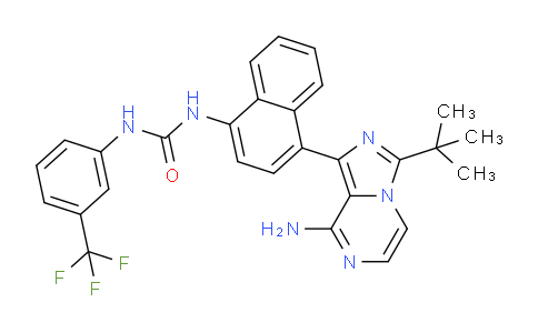 Urea, N-[4-[8-amino-3-(1,1-dimethylethyl)imidazo[1,5-a]pyrazin-1-yl]-1-naphthalenyl]-N'-[3-(trifluoromethyl)phenyl]-