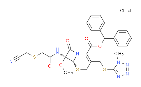 Benzhydryl (6R,7S)-7-[[2-(cyanomethylsulfanyl)acetyl]amino]-7-methoxy-3-[(1-methyltetrazol-5-yl)sulfanylmethyl]-8-oxo-5-thia-1-azabicyclo[4.2.0]oct-2-ene-2-carboxylate