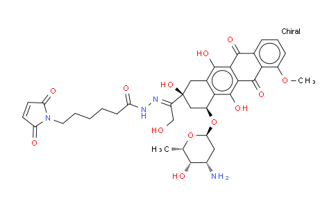 1H-Pyrrole-1-hexanoicacid, 2,5-dihydro-2,5-dioxo-, [1-[(2S,4S)-4-[(3-amino-2,3,6-trideoxy-a-L-lyxo-hexopyranosyl)oxy]-1,2,3,4,6,11-hexahydro-2,5,12-trihydroxy-7-methoxy-6,11-dioxo-2-naphthacenyl]-2-hydroxyethylidene]hydrazide