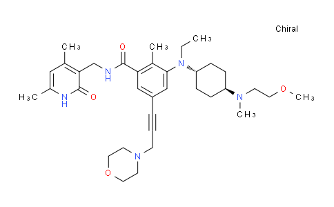 Benzamide, N-[(1,2-dihydro-4,6-dimethyl-2-oxo-3-pyridinyl)methyl]-3-[ethyl[trans-4-[(2-methoxyethyl)methylamino]cyclohexyl]amino]-2-methyl-5-[3-(4-morpholinyl)-1-propyn-1-yl]-