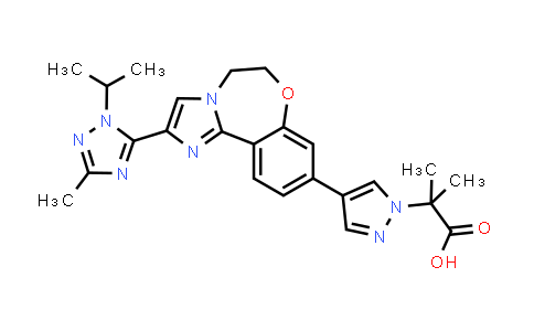 2-(4-(2-(1-Isopropyl-3-methyl-1H-1,2,4-triazol-5-yl)-5,6-dihydrobenzo[f]imidazo[1,2-d][1,4]oxazepin-9-yl)-1H-pyrazol-1-yl)-2-methylpropanoic acid