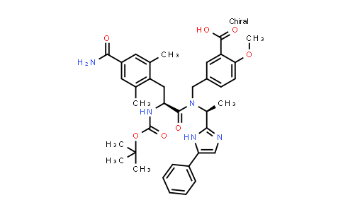 5-(((S)-2-((tert-butoxycarbonyl)amino)-3-(4-carbamoyl-2,6-dimethylphenyl)-N-((S)-1-(5-phenyl-1H-imidazol-2-yl)ethyl)propanamido)methyl)-2-methoxybenzoic acid