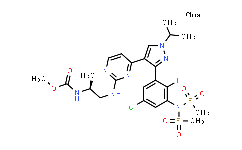 (S)-Methyl (1-((4-(3-(5-chloro-2-fluoro-3-(N-(methylsulfonyl)methylsulfonamido)phenyl)-1-isopropyl-1H-pyrazol-4-yl)pyrimidin-2-yl)amino)propan-2-yl)carbamate