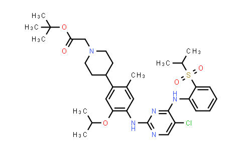 tert-Butyl 2-(4-(4-((5-chloro-4-((2-(isopropylsulfonyl)phenyl)amino)pyrimidin-2-yl)amino)-5-isopropoxy-2-methylphenyl)piperidin-1-yl)acetate