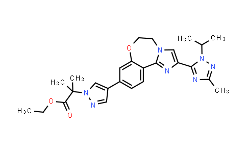 Ethyl 2-(4-(2-(1-isopropyl-3-methyl-1H-1,2,4-triazol-5-yl)-5,6-dihydrobenzo[f]imidazo[1,2-d][1,4]oxazepin-9-yl)-1H-pyrazol-1-yl)-2-methylpropanoate