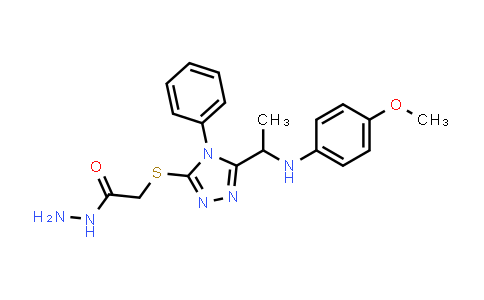 2-((5-(1-((4-Methoxyphenyl)amino)ethyl)-4-phenyl-4H-1,2,4-triazol-3-yl)thio)acetohydrazide