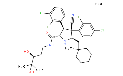 2-?Pyrrolidinecarboxami?de, 3-?(3-?chloro-?2-?fluorophenyl)?-?4-?(4-?chloro-?2-?fluorophenyl)?-?4-?cyano-?N-?[(3S)?-?3,?4-?dihydroxy-?4-?methylpentyl]?-?5-?[(1-?methylcyclohexyl)?methyl]?-?, (2S,?3R,?4S,?5R)?-