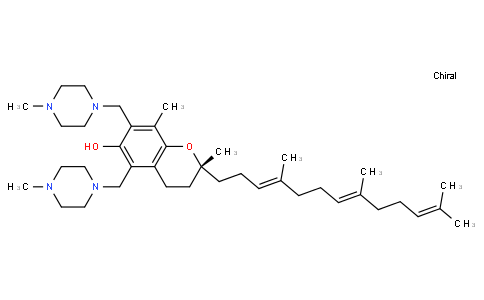 2H-?1-?Benzopyran-?6-?ol, 3,?4-?dihydro-?2,?8-?dimethyl-?5,?7-?bis[(4-?methyl-?1-?piperazinyl)?methyl]?-?2-?[(3E,?7E)?-?4,?8,?12-?trimethyl-?3,?7,?11-?tridecatrien-?1-?yl]?-?, (2R)?-